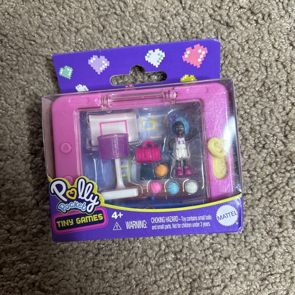 New, Sealed! Polly Pocket Tiny Games Series 2 Mini Set 3.5"x2.5" Basketball 2020